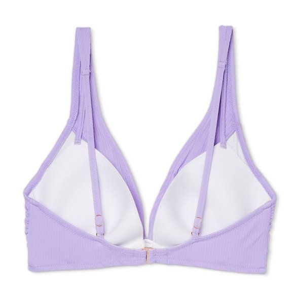 Shade & Shore Women's Ribbed Bikini Top, Violet Purple, 34C - Picture 4 of 8